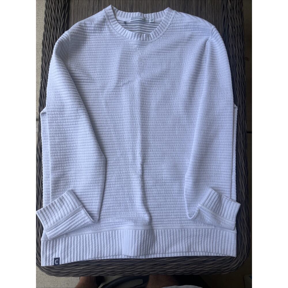CRIQUET - QUILTED CREW SWEATSHIRT IN OFF-WHITE. Size Large